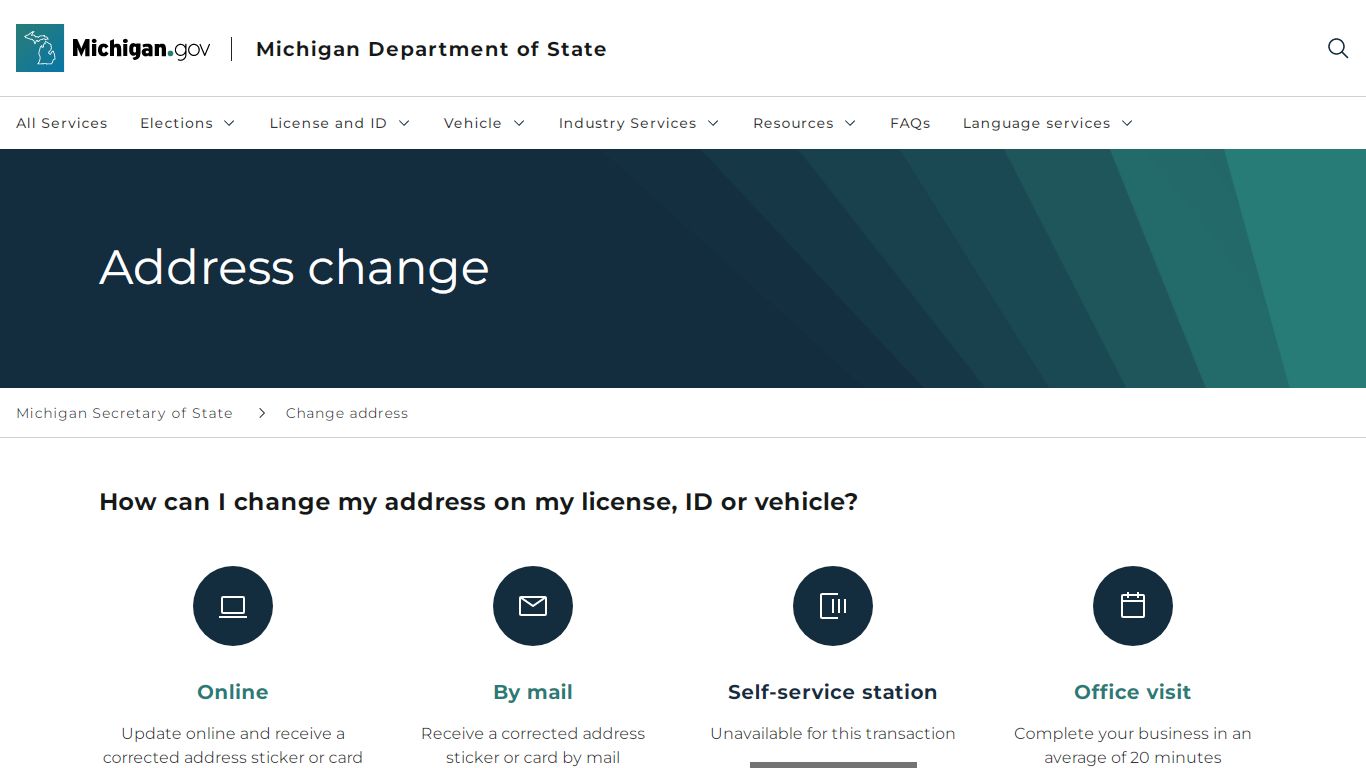 Address change - Michigan