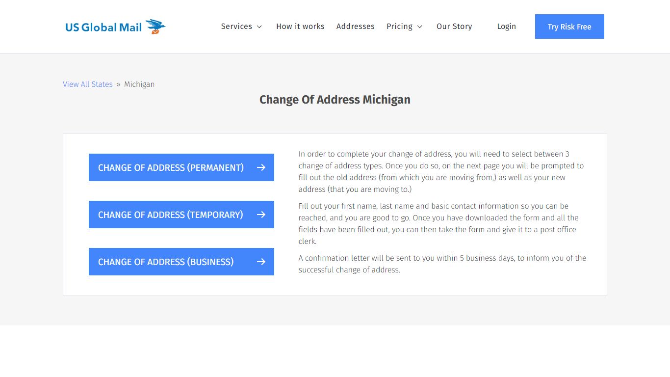 Change Of Address Michigan - US Global Mail