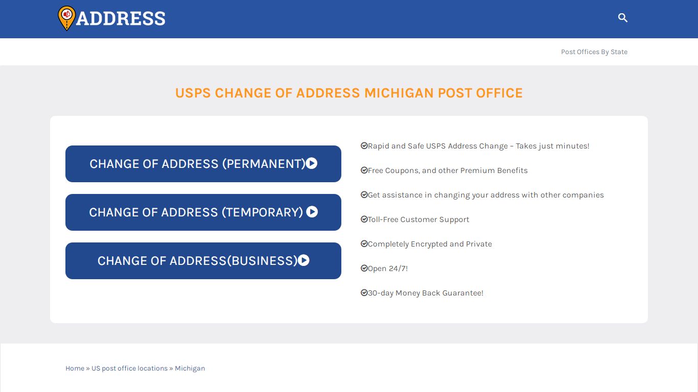 USPS Change of Address Michigan Post Office