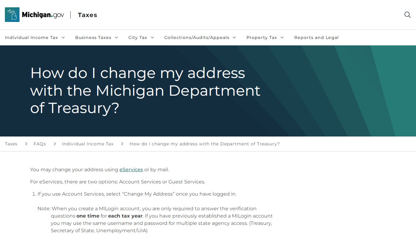 How do I change my address with the Department of Treasury?